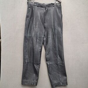 SAXONY Mens Black Leather Pants Trousers Waist 34 Inseam 31 Lined 34x31